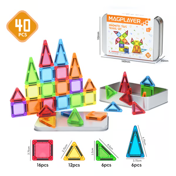 đ„Mini Magnetic Tile Toys with Iron Box
